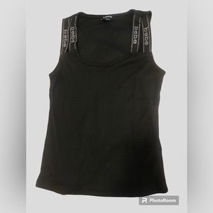 NWT Women’s Bebe Black Tank Top Bling Straps